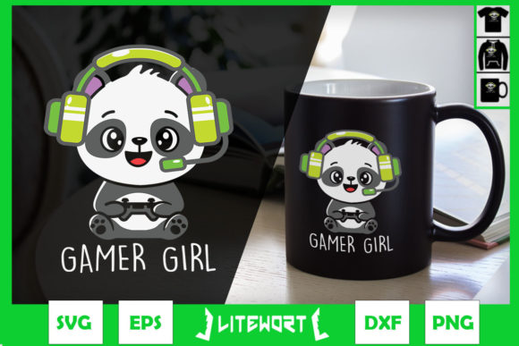Gamer Girl Panda: Graphics for Crafts