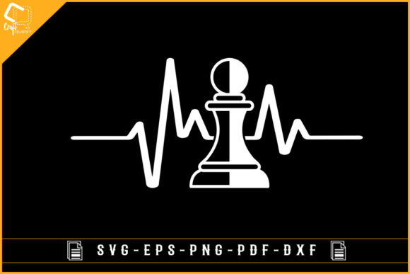 Heartbeat with Chess Gambit Gaming Shirt Graphics for Crafts